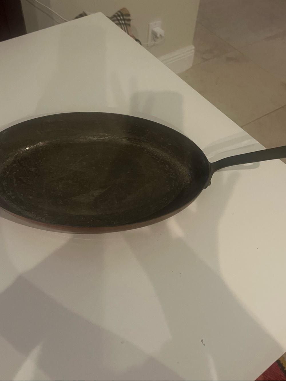 Vintage William Sonoma 14 Inch Copper Fry Pan for restoration